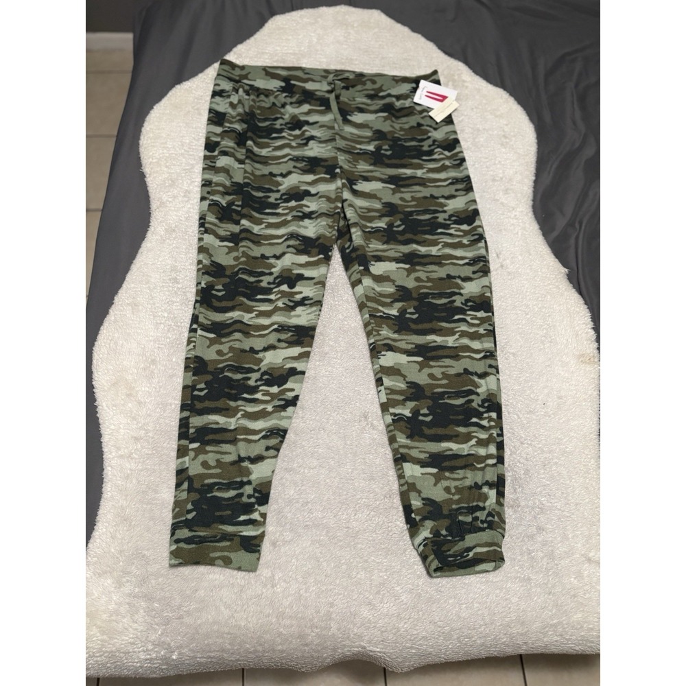 Bobbie Brooks 3X Plus Size Green Camo Joggers Drawstring Lounge Pants